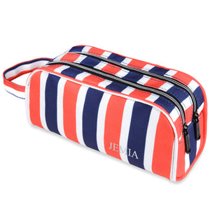 Stripe Pencil Case with 2 Independent Compartments (Polyester) - JEMIA