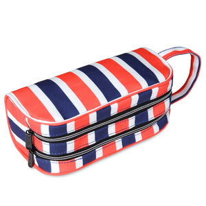 Stripe Pencil Case with 2 Independent Compartments (Polyester) - JEMIA