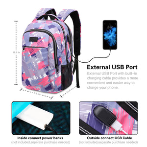 Multi Compartments Backpack for Multipurpose Travel (Purple, Polyester) - JEMIA