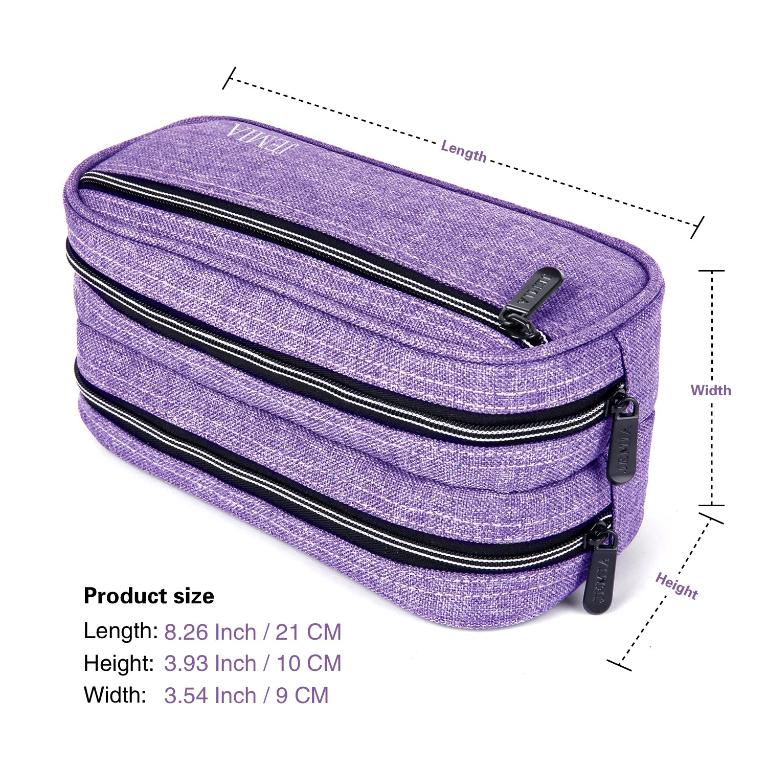 Jemia Multi Compartments Pencil Case (Plain, Polyester) Purple