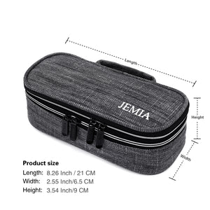 Square Dual Compartments and Handle Strap Pencil Case Mesh, Slot Pockets (Denim Jean Style, Canvas) - JEMIA