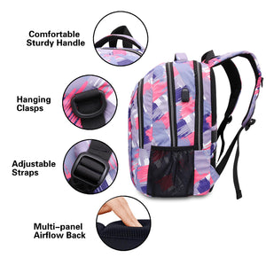 Multi Compartments Backpack for Multipurpose Travel (Purple, Polyester) - JEMIA