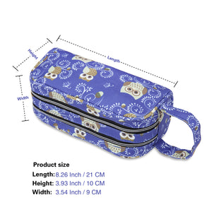 Owl Pencil Case with 2 Independent Compartments (Polyester) - JEMIA