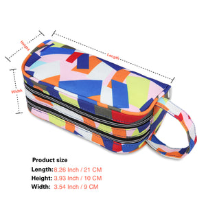 Geometric Pencil Case with 2 Independent Compartments (Polyester) - JEMIA