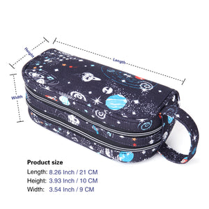 Black Galaxy Pencil Case with 2 Independent Compartments (Polyester) - JEMIA