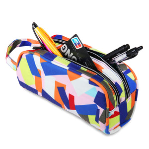 Geometric Pencil Case with 2 Independent Compartments (Polyester) - JEMIA