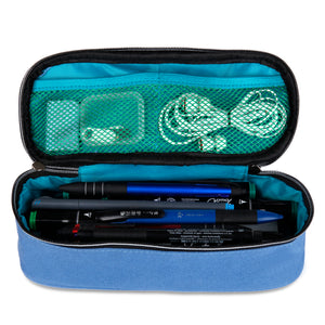 Square Compartments Pencil Case with Mesh Pockets (Plain, Canvas) - JEMIA