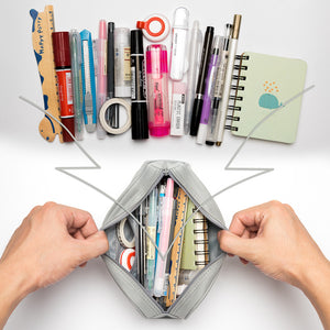 Single Compartment Pencil Case with Mesh, Zip Pockets(Plain, Polyester) - JEMIA