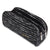Dual Compartments Pencil Case with Mesh Pockets (Black with Random White, Canvas) - JEMIA