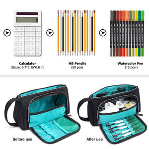 Pencil Case with 3 Independent Compartments (Polyester) - JEMIA